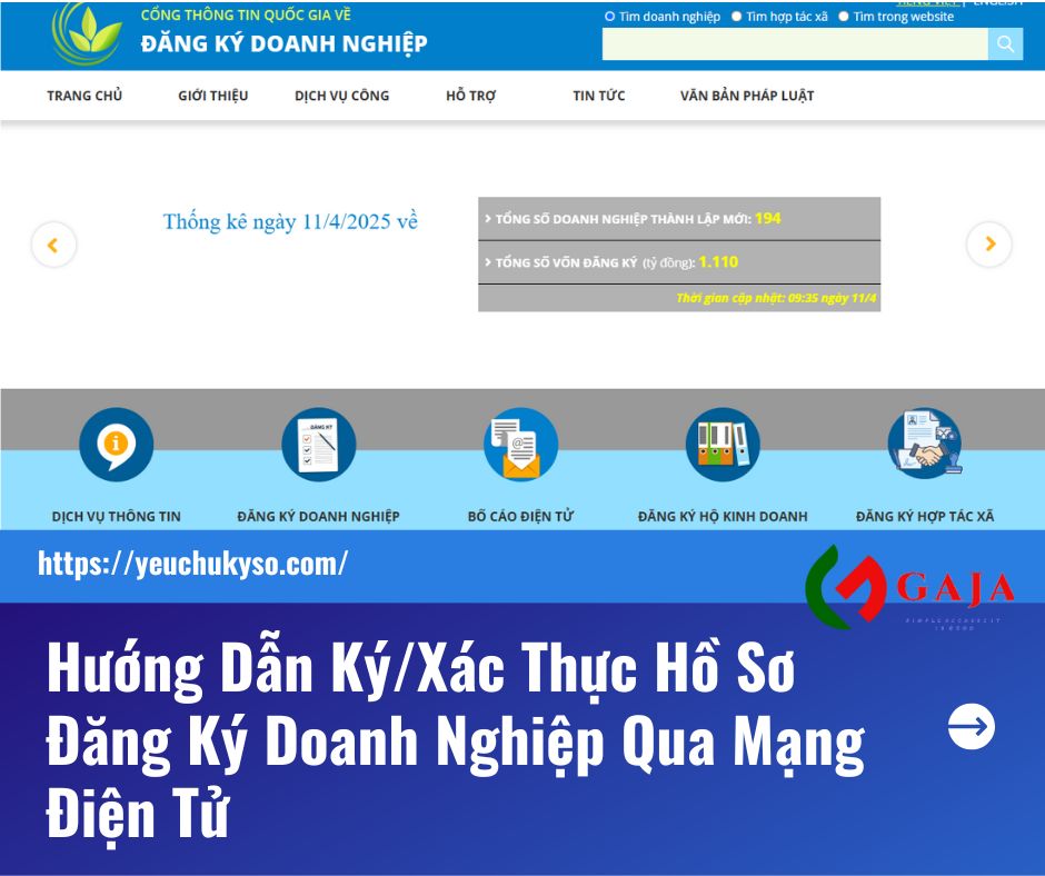 Ký/xác thực hồ sơ đăng ký doanh nghiệp